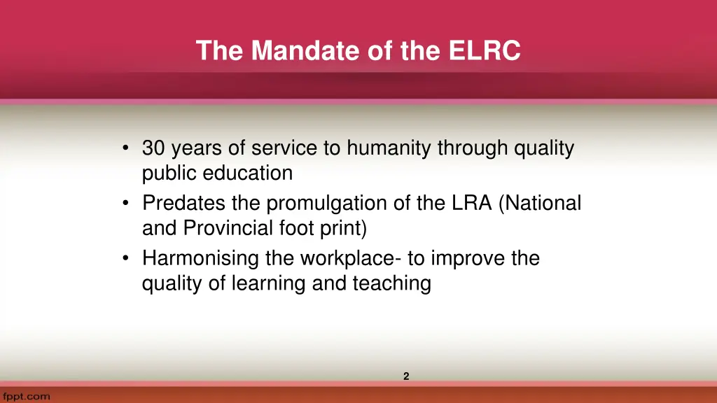 the mandate of the elrc