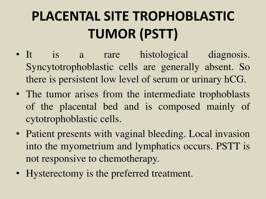 placental site trophoblastic tumor pstt