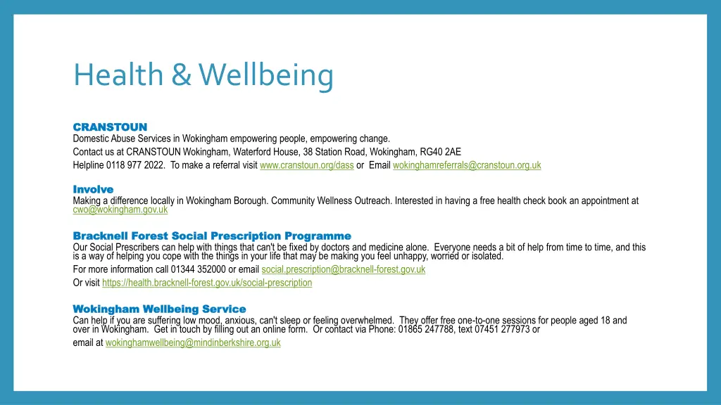 health wellbeing