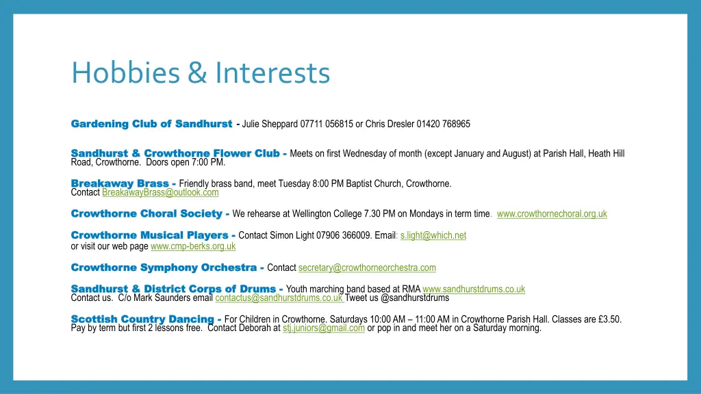hobbies interests 1