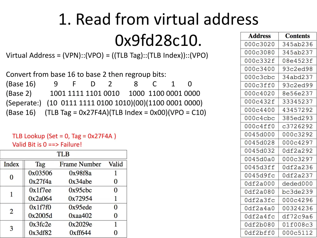 1 read from virtual address 0x9fd28c10 virtual