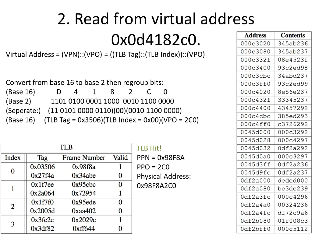 2 read from virtual address 0x0d4182c0 virtual