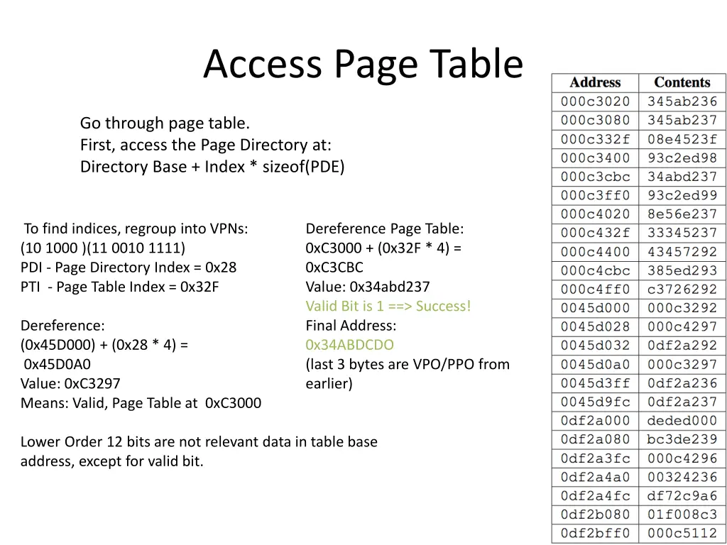 access page table 1
