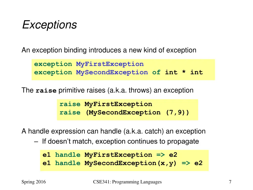 exceptions