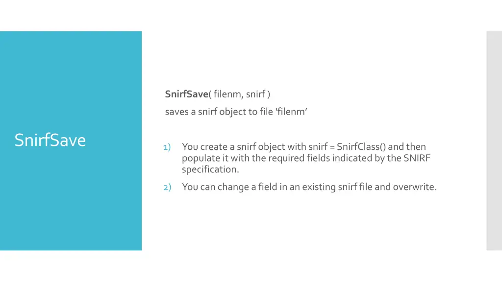 snirfsave filenm snirf