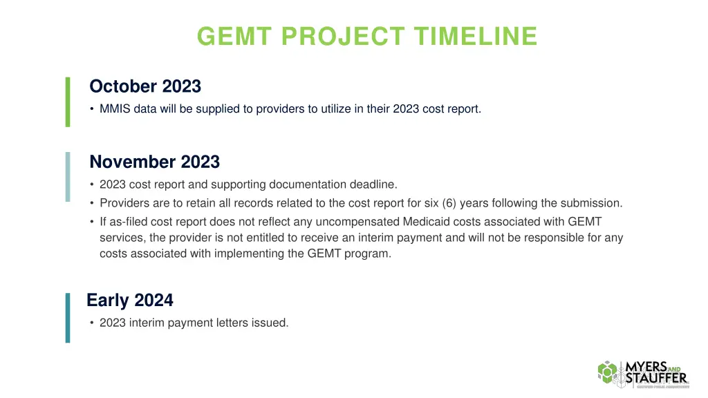 gemt project timeline