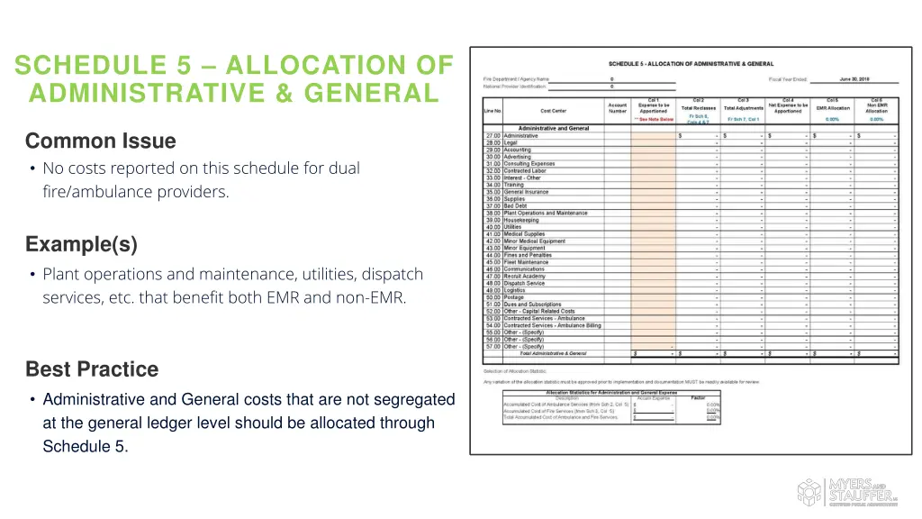 schedule 5 allocation of administrative general