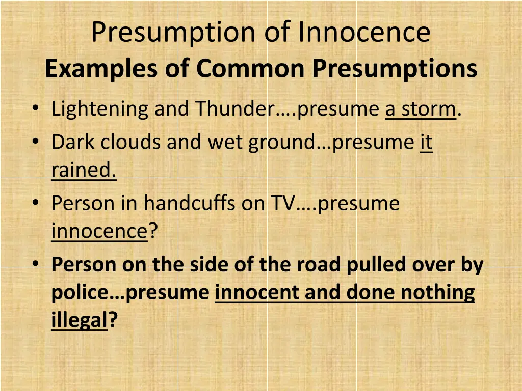 presumption of innocence examples of common 7