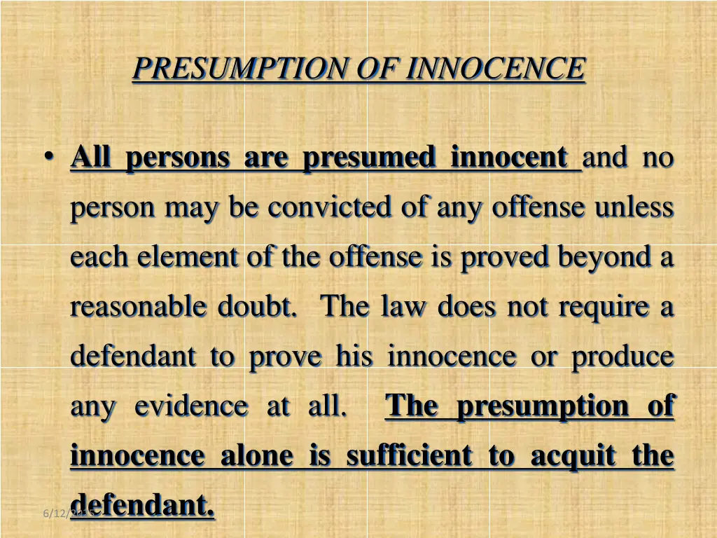 presumption of innocence