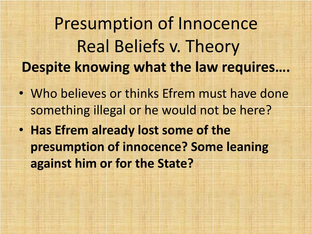 presumption of innocence real beliefs v theory 4
