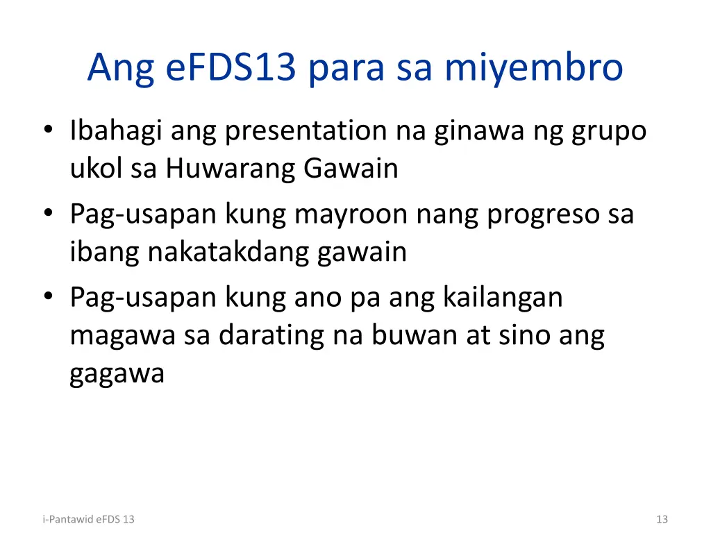 ang efds13 para sa miyembro