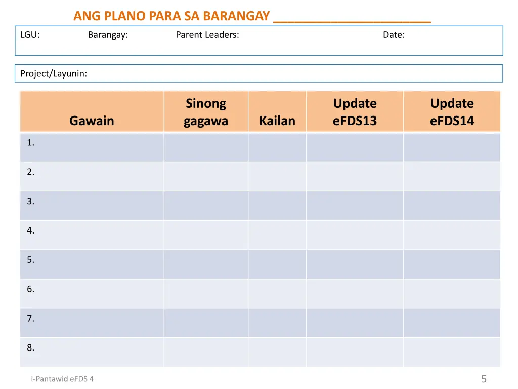 ang plano para sa barangay