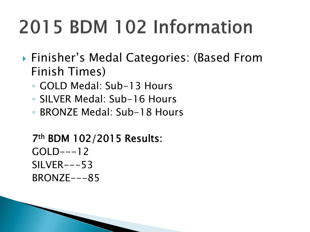 finisher s medal categories based from finish