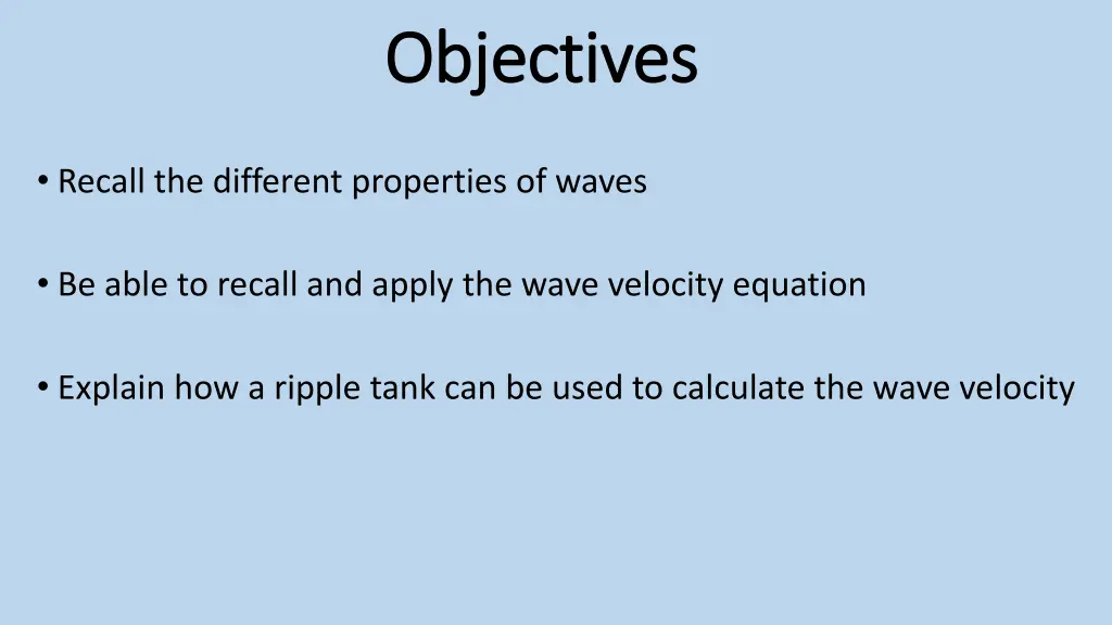 objectives objectives