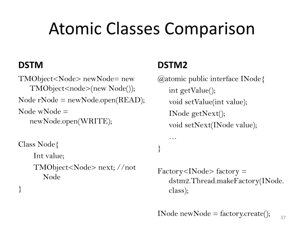 atomic classes comparison