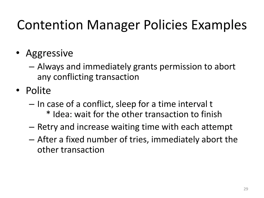 contention manager policies examples