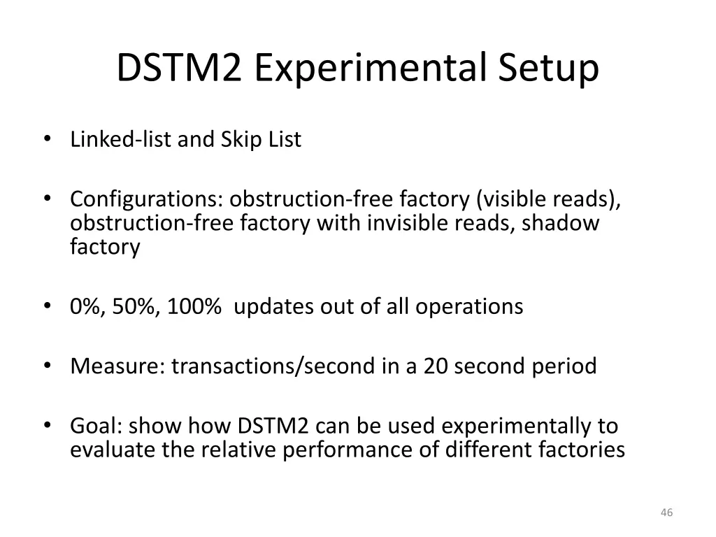 dstm2 experimental setup