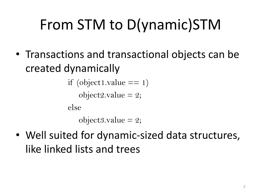 from stm to d ynamic stm