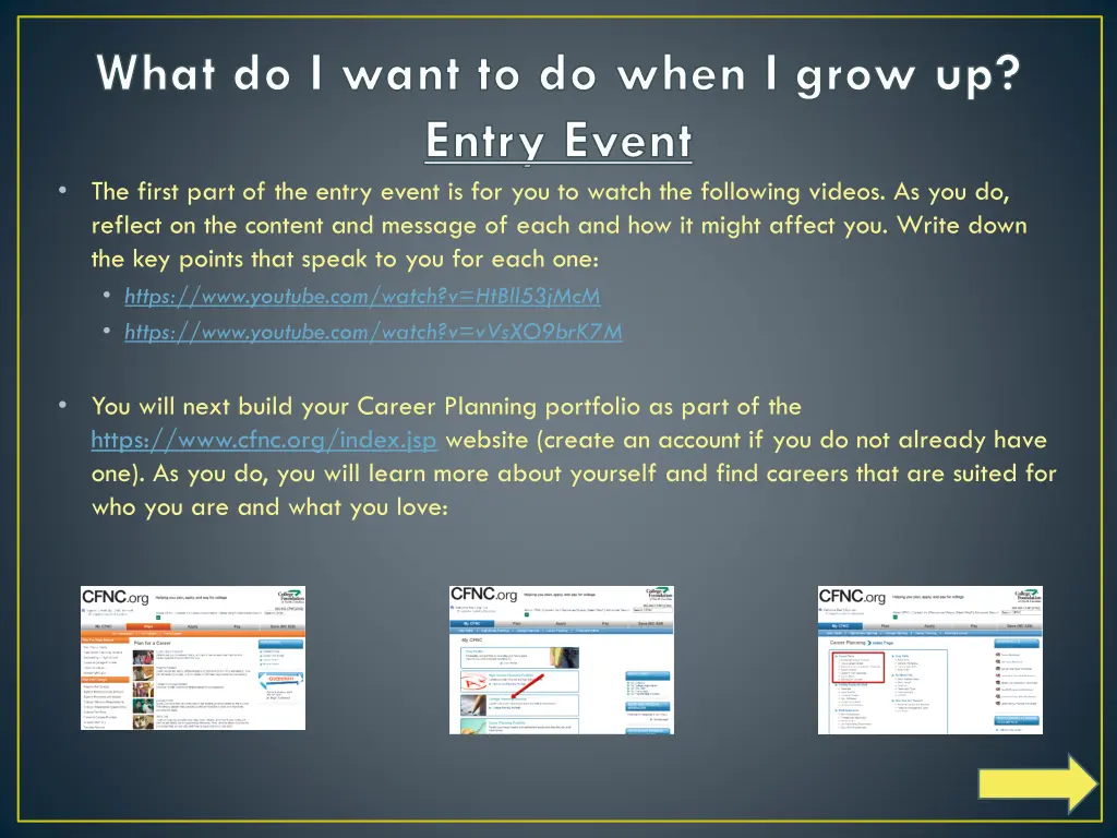 what do i want to do when i grow up entry event