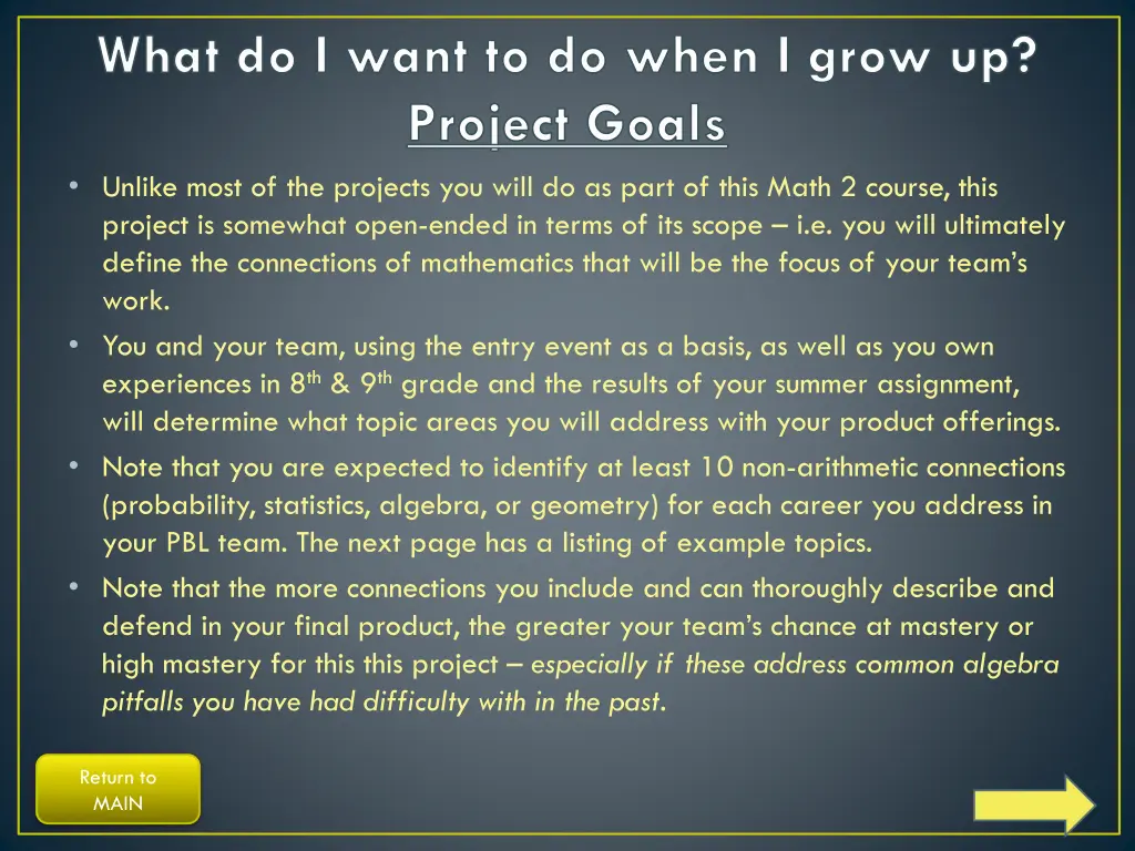 what do i want to do when i grow up project goals