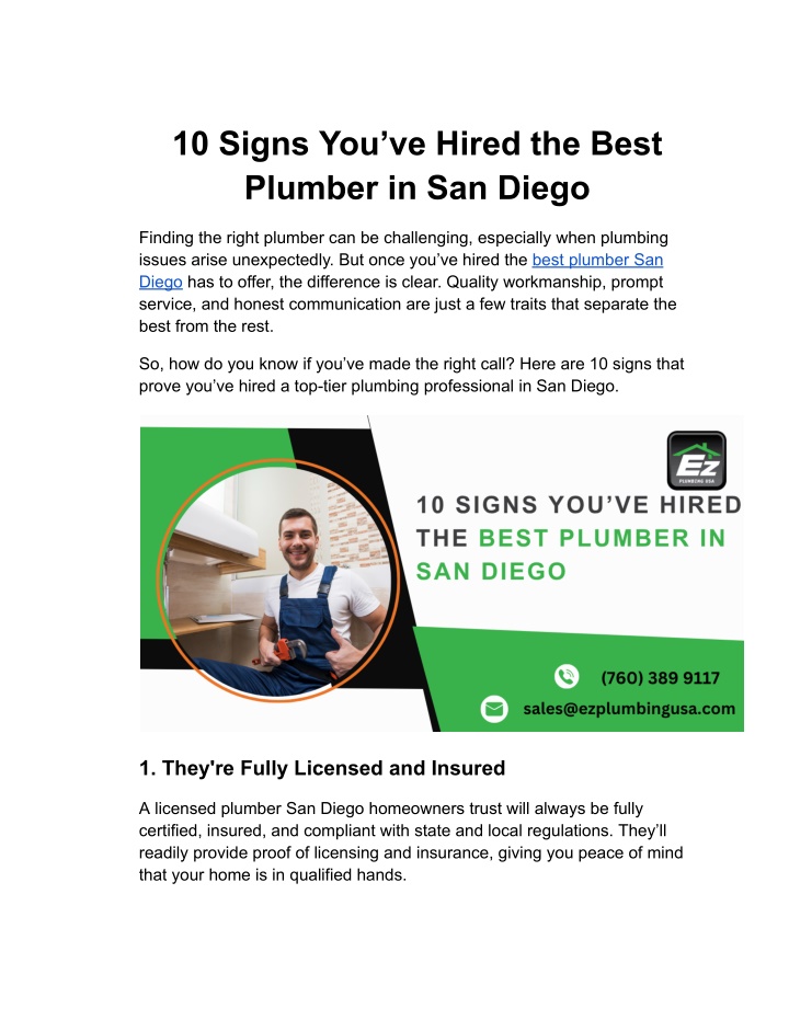 10 signs you ve hired the best plumber