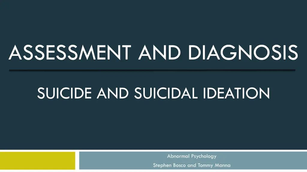 assessment and diagnosis