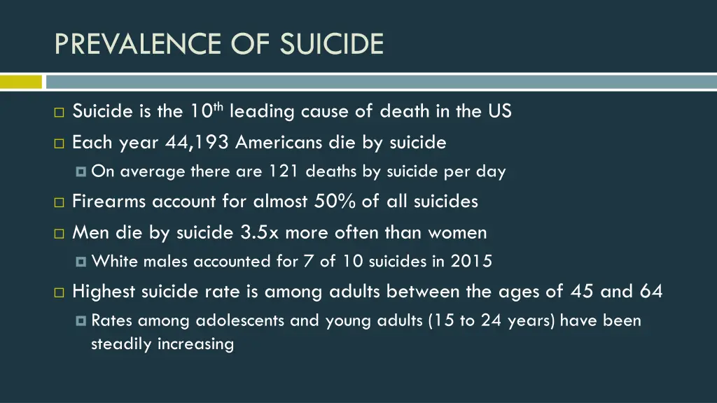 prevalence of suicide