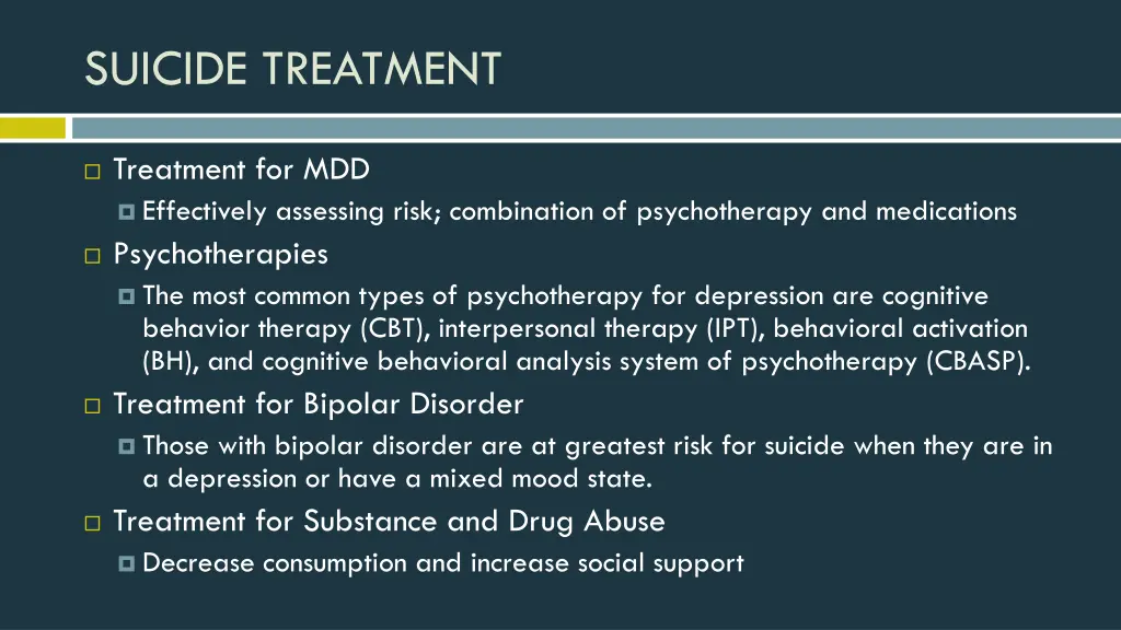 suicide treatment