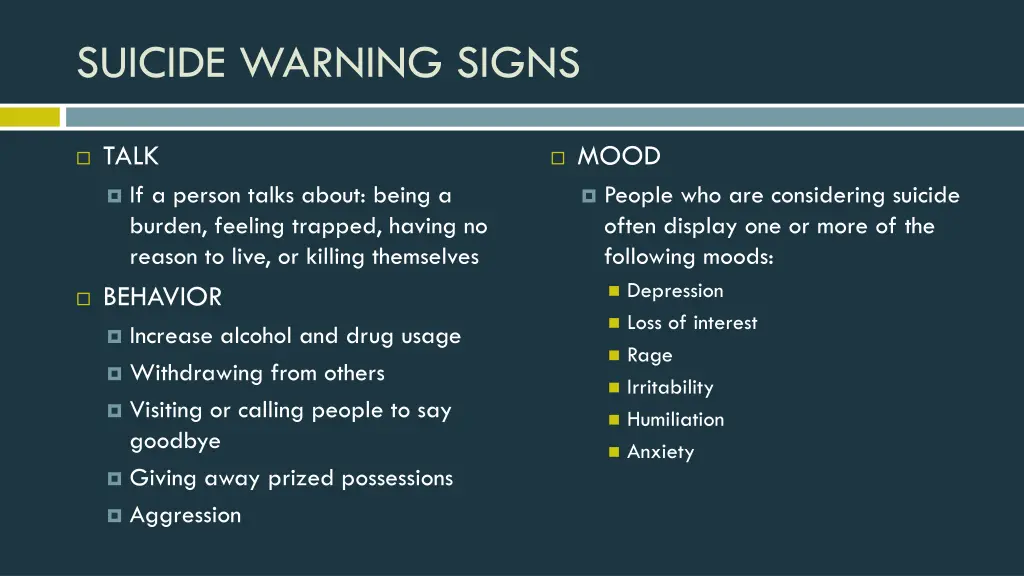 suicide warning signs