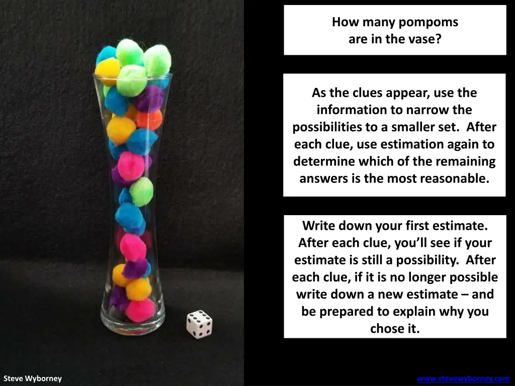 how many pompoms are in the vase