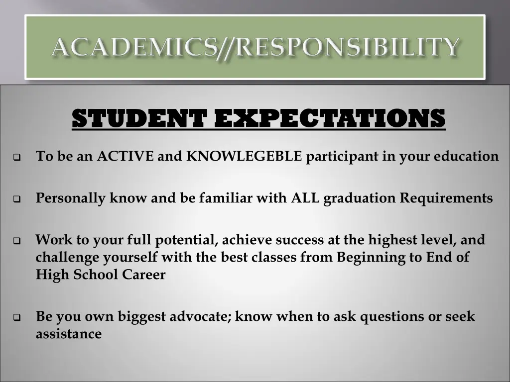 student expectations student expectations