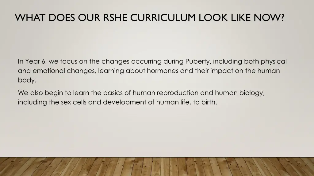 what does our rshe curriculum look like now 1