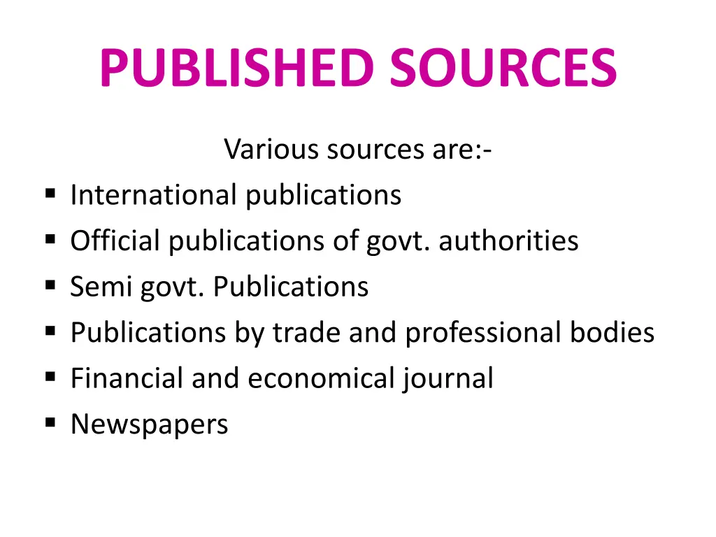 published sources