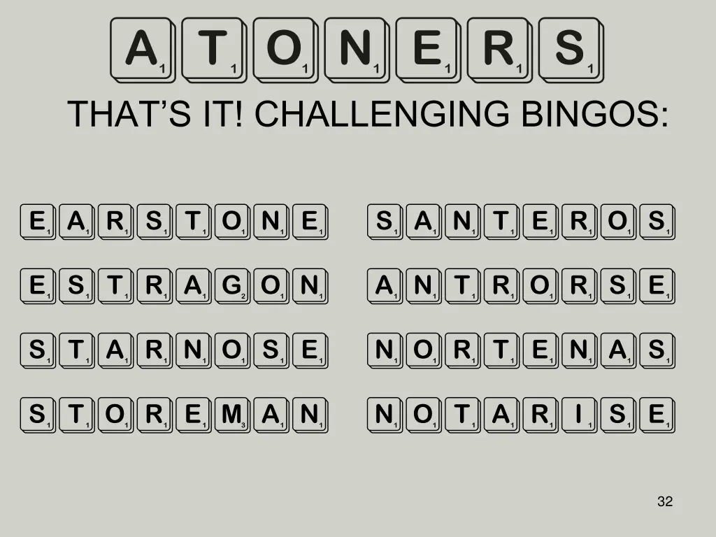 atoners that s it challenging bingos