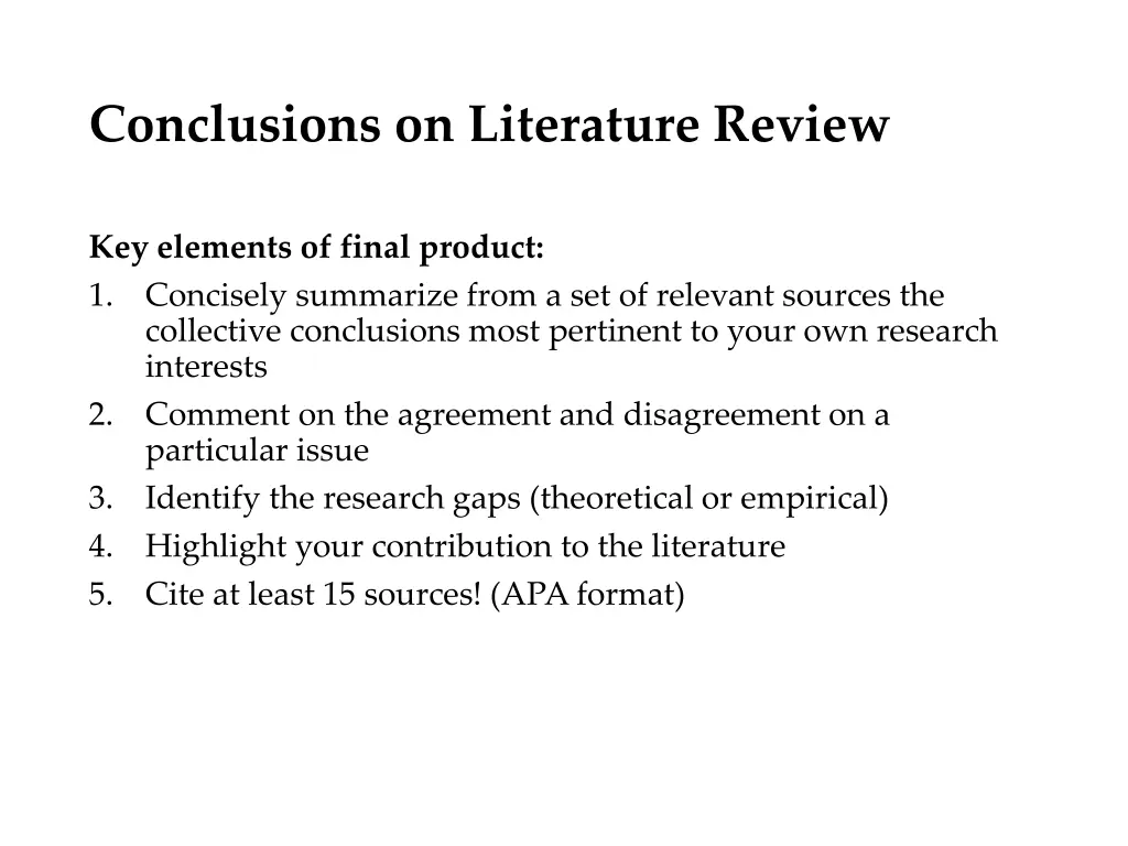 conclusions on literature review