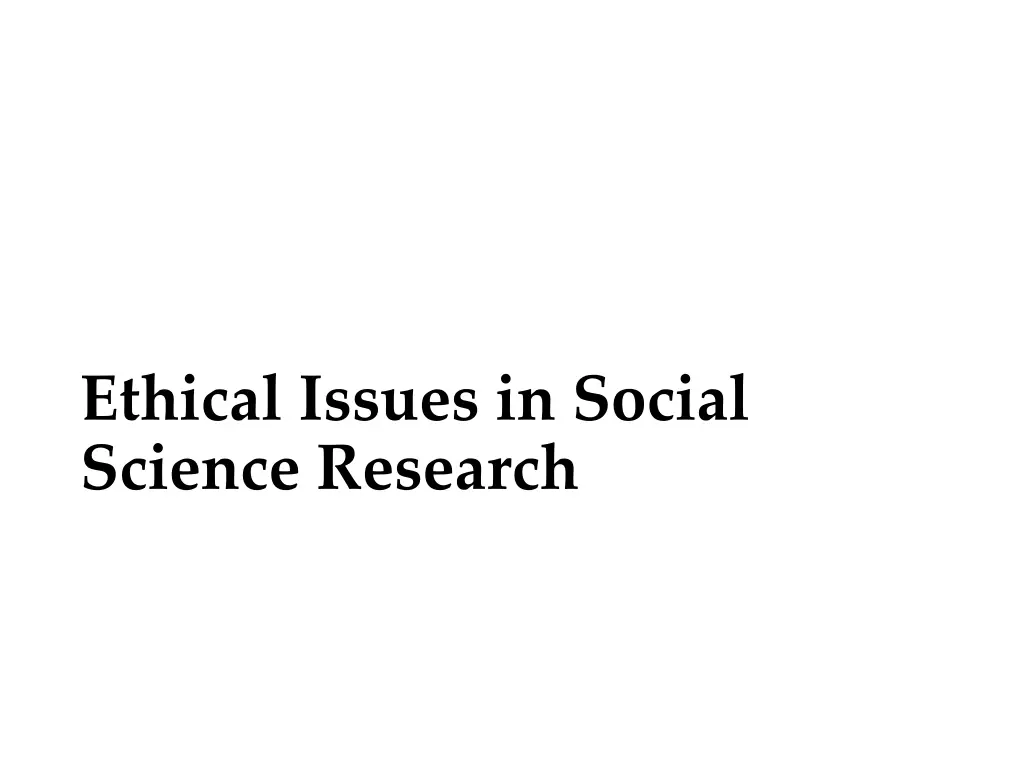 ethical issues in social science research