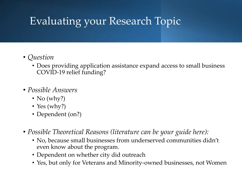 evaluating your research topic