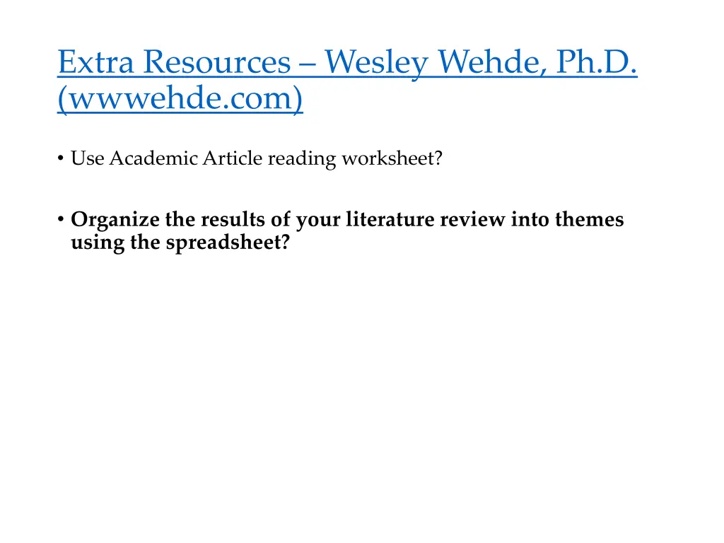 extra resources wesley wehde ph d wwwehde com
