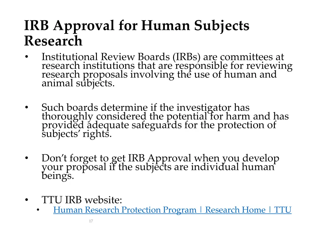 irb approval for human subjects research