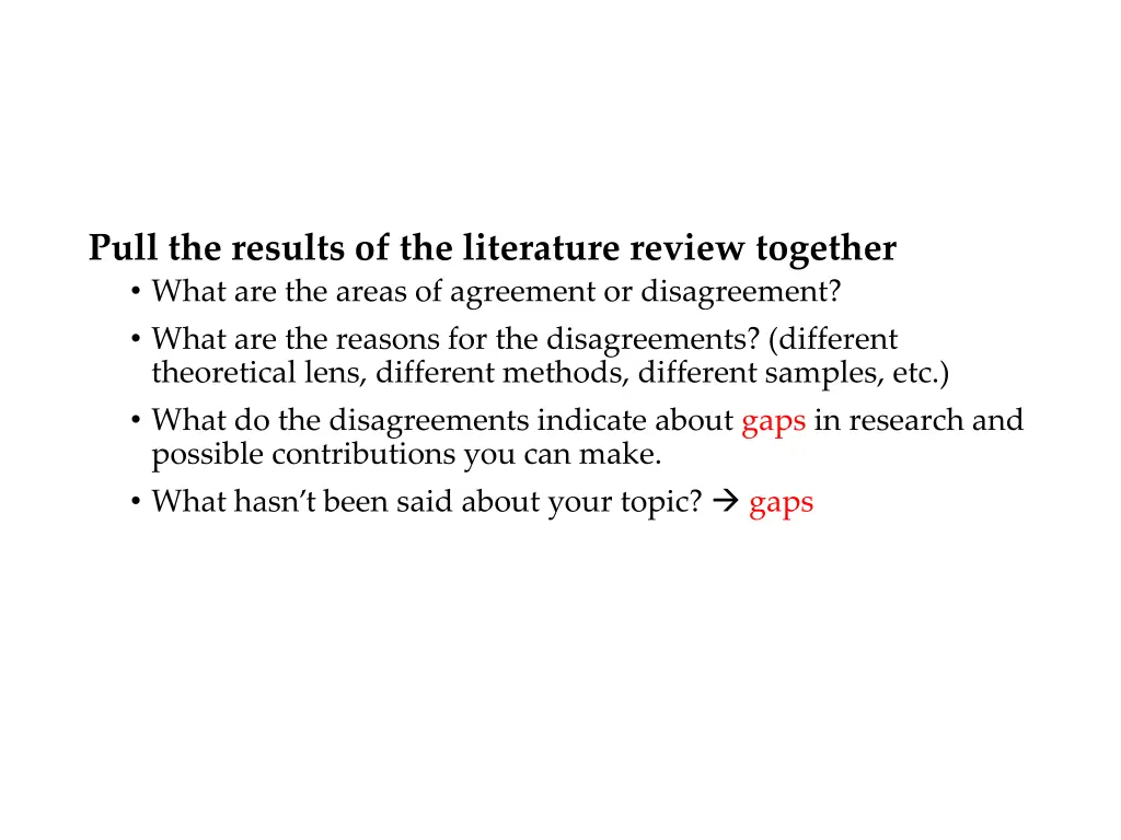 pull the results of the literature review