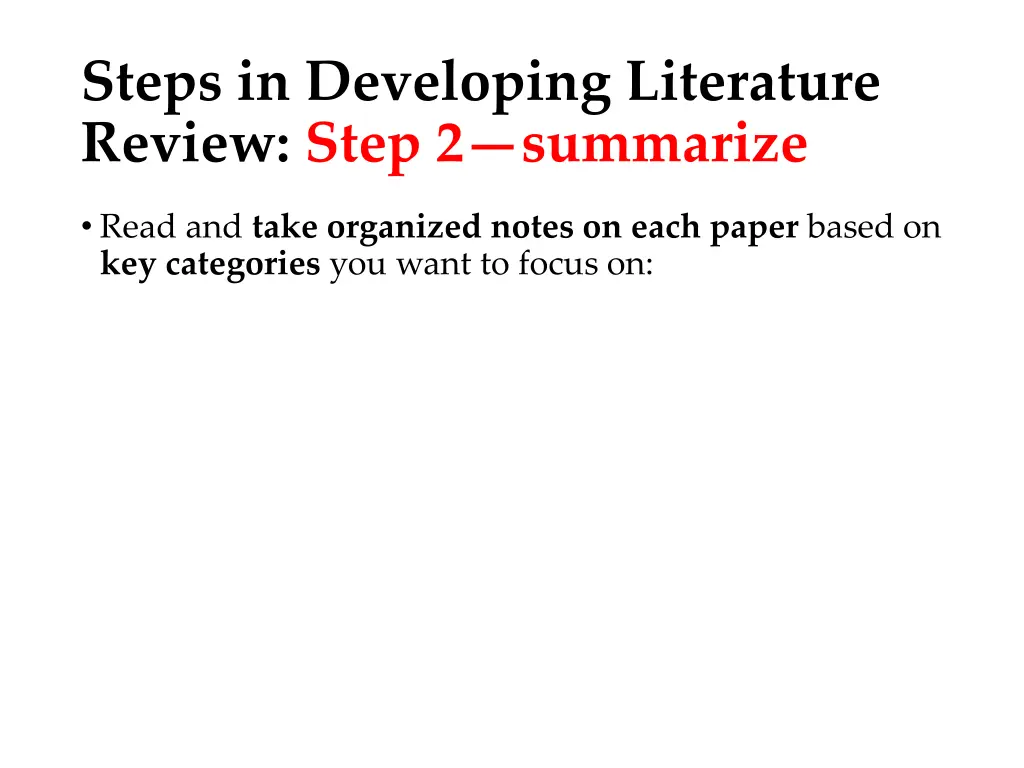 steps in developing literature review step 1