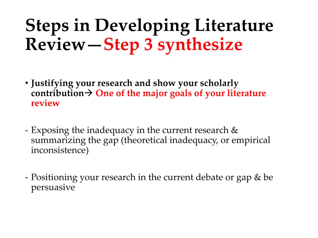 steps in developing literature review step 3