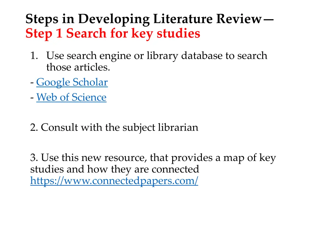 steps in developing literature review step