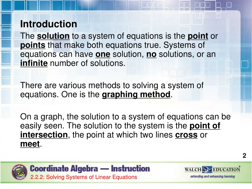 introduction the solution to a system
