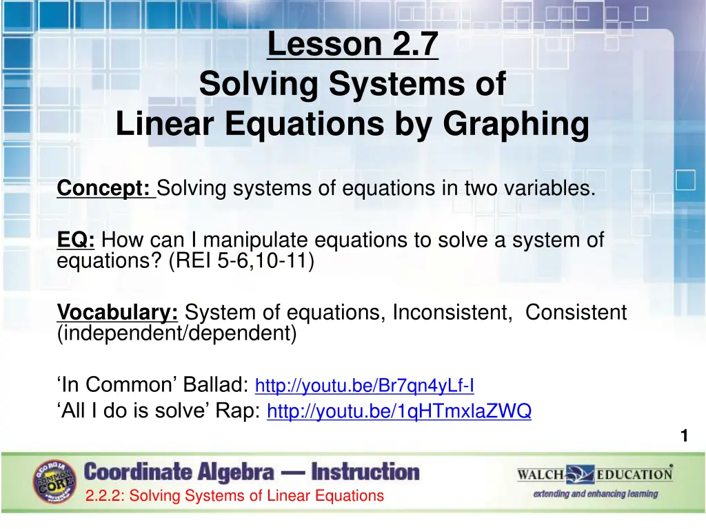 lesson 2 7 solving systems of linear equations