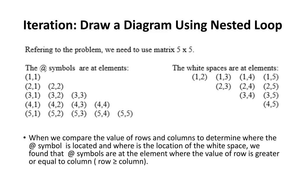 iteration draw a diagram using nested loop 6