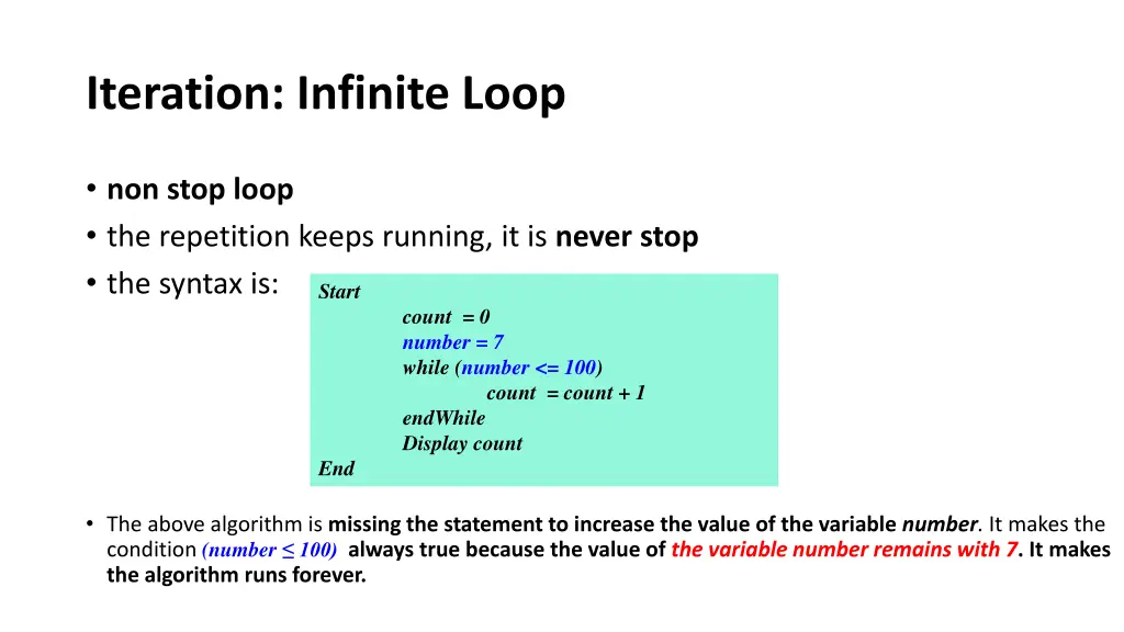 iteration infinite loop
