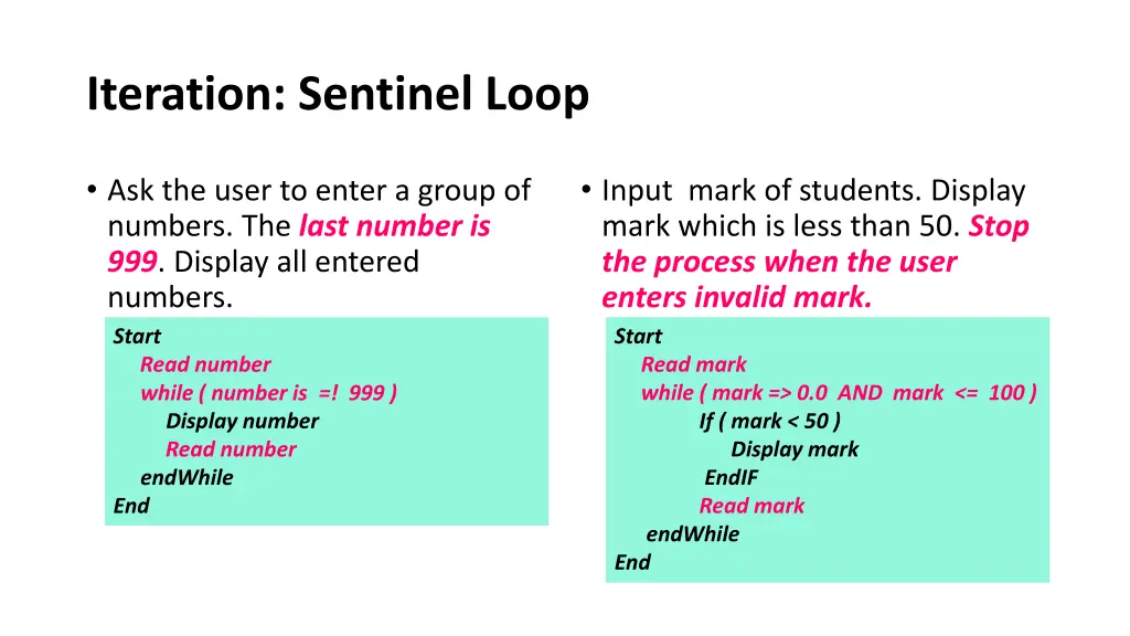 iteration sentinel loop 1