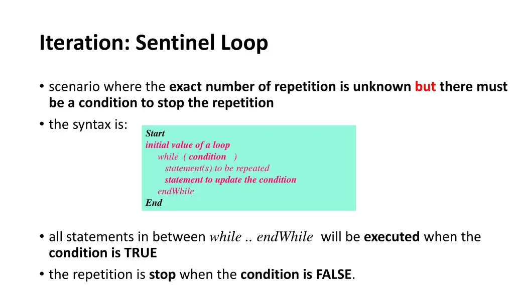 iteration sentinel loop