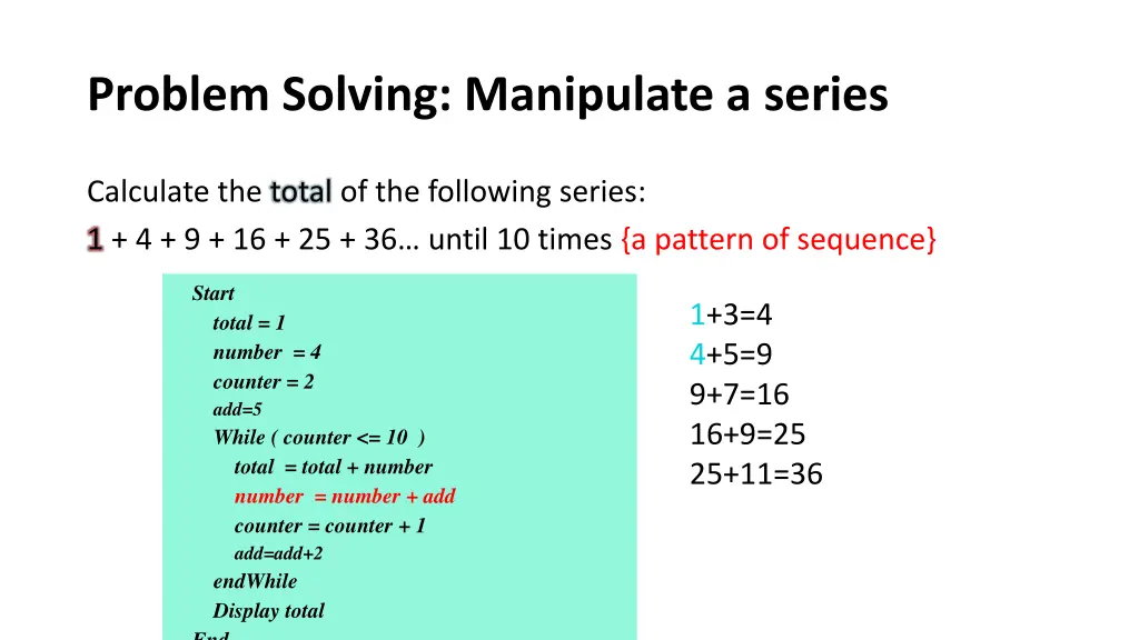 problem solving manipulate a series 5